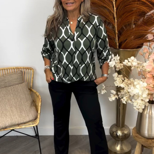 Mabel Geometric Long Sleeve Blouse
