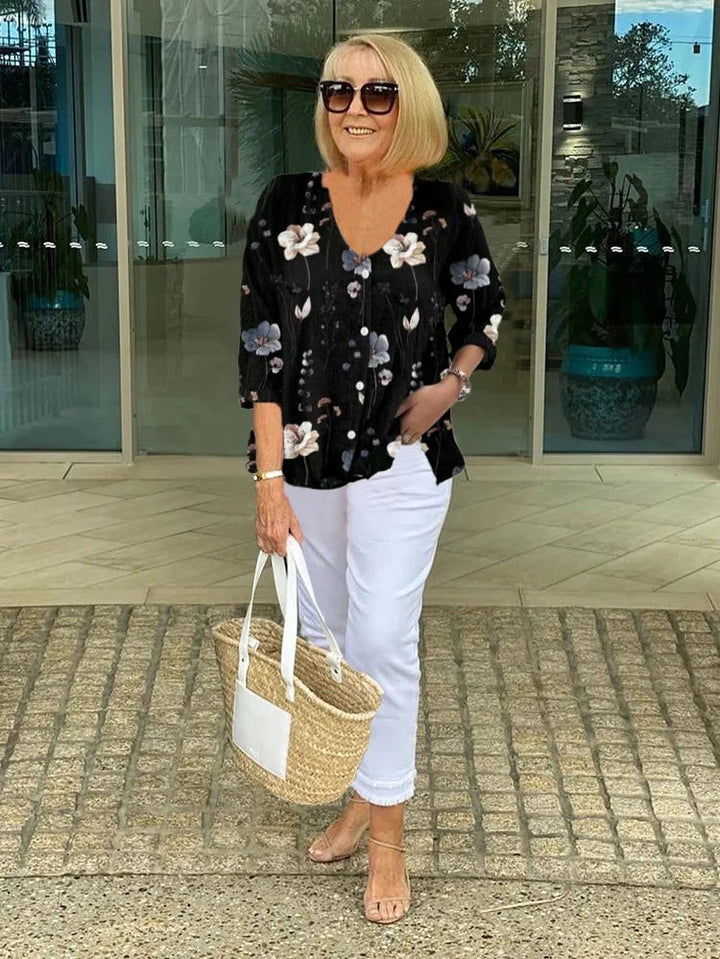 Kendall | Cotton-Linen Floral Top