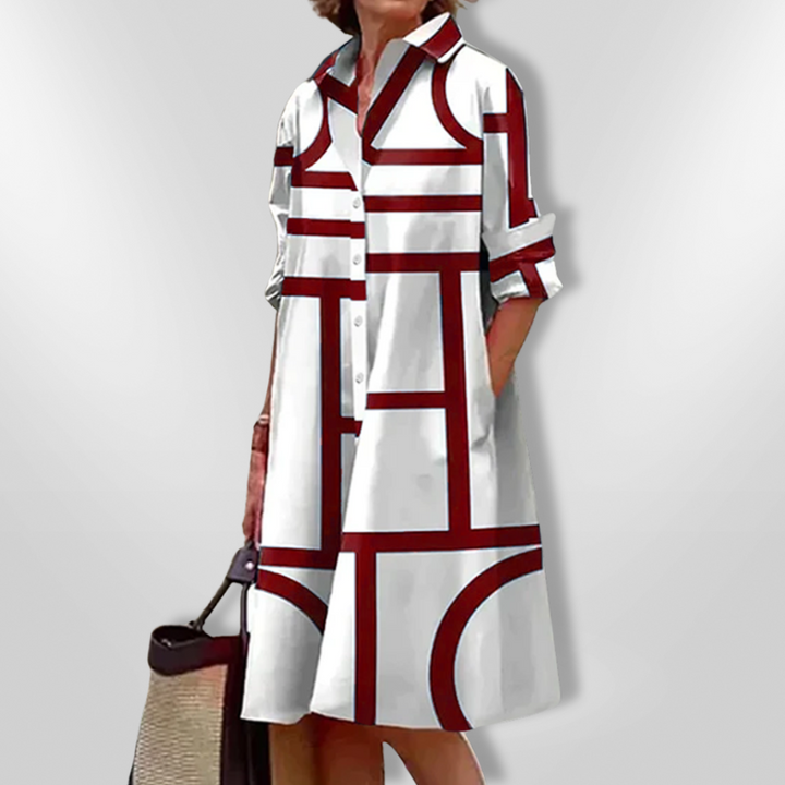 Calista | Midi Dress with Geometric Pattern