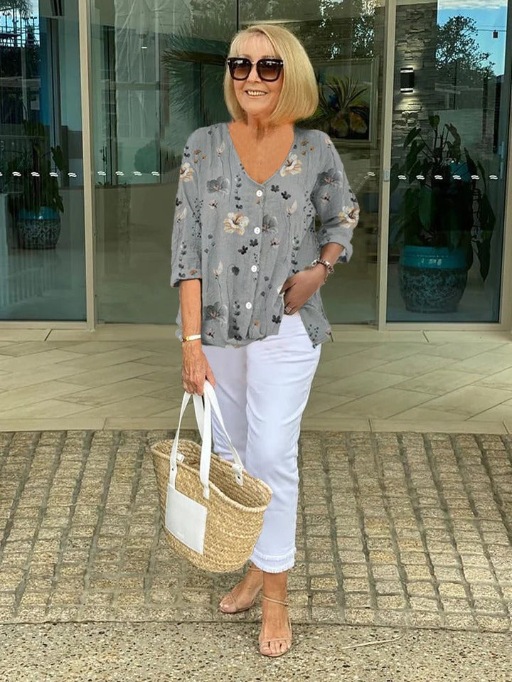 Kendall | Cotton-Linen Floral Top