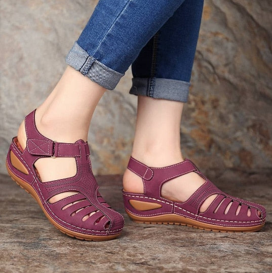 Anne | Leather Retro Orthopedic Sandals