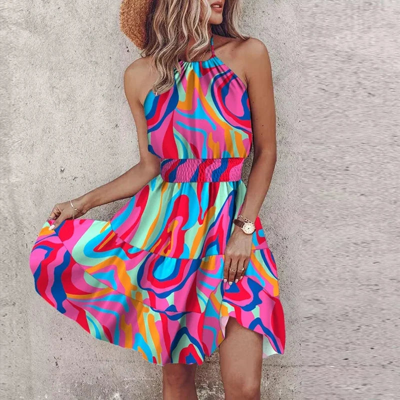 Marlowe | Colorful Bohemian V-Neck Midi Dress