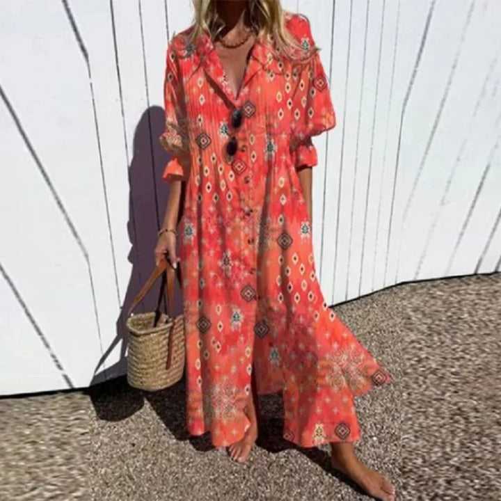 Cassidy | Boho Puff Sleeve Maxi Dress