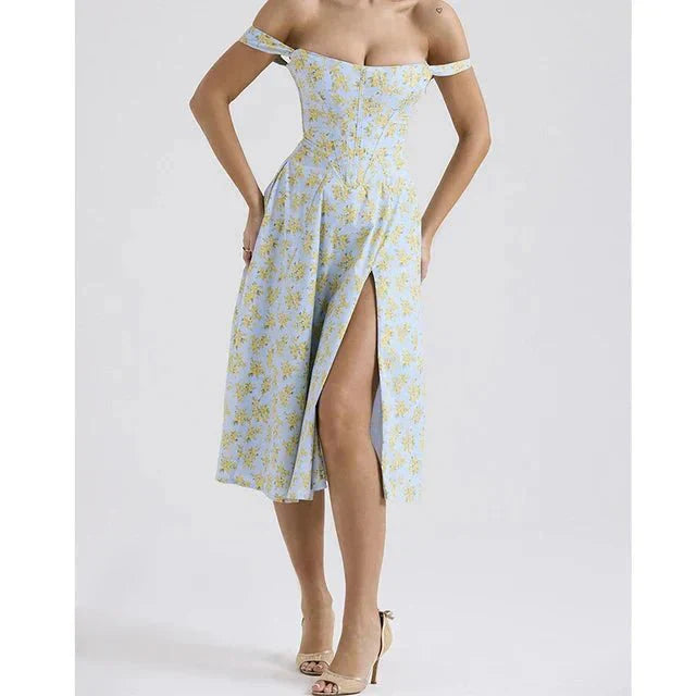 Freya | Floral Corset Midi Dress