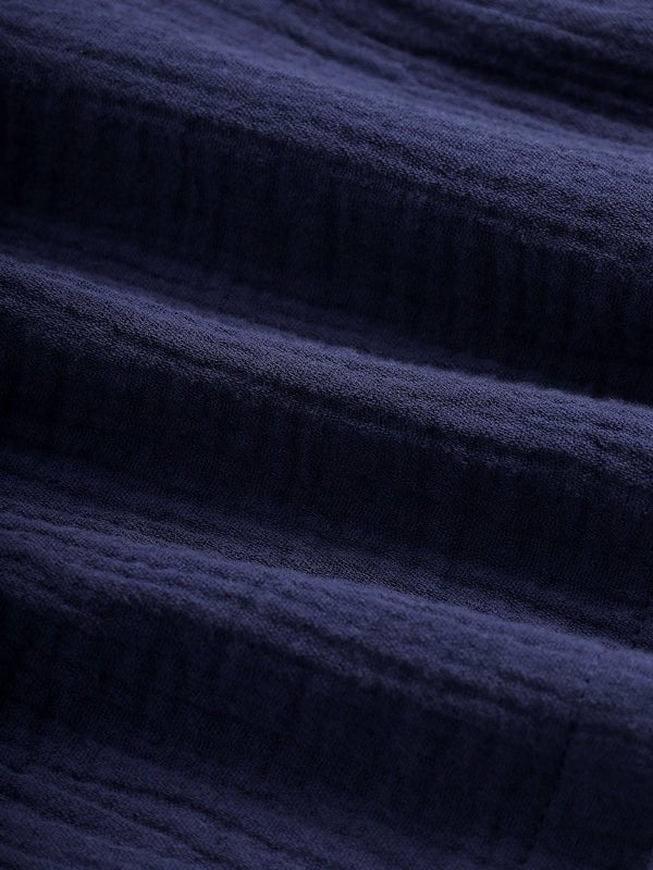 Men's pleated textured solid color short sleeve set