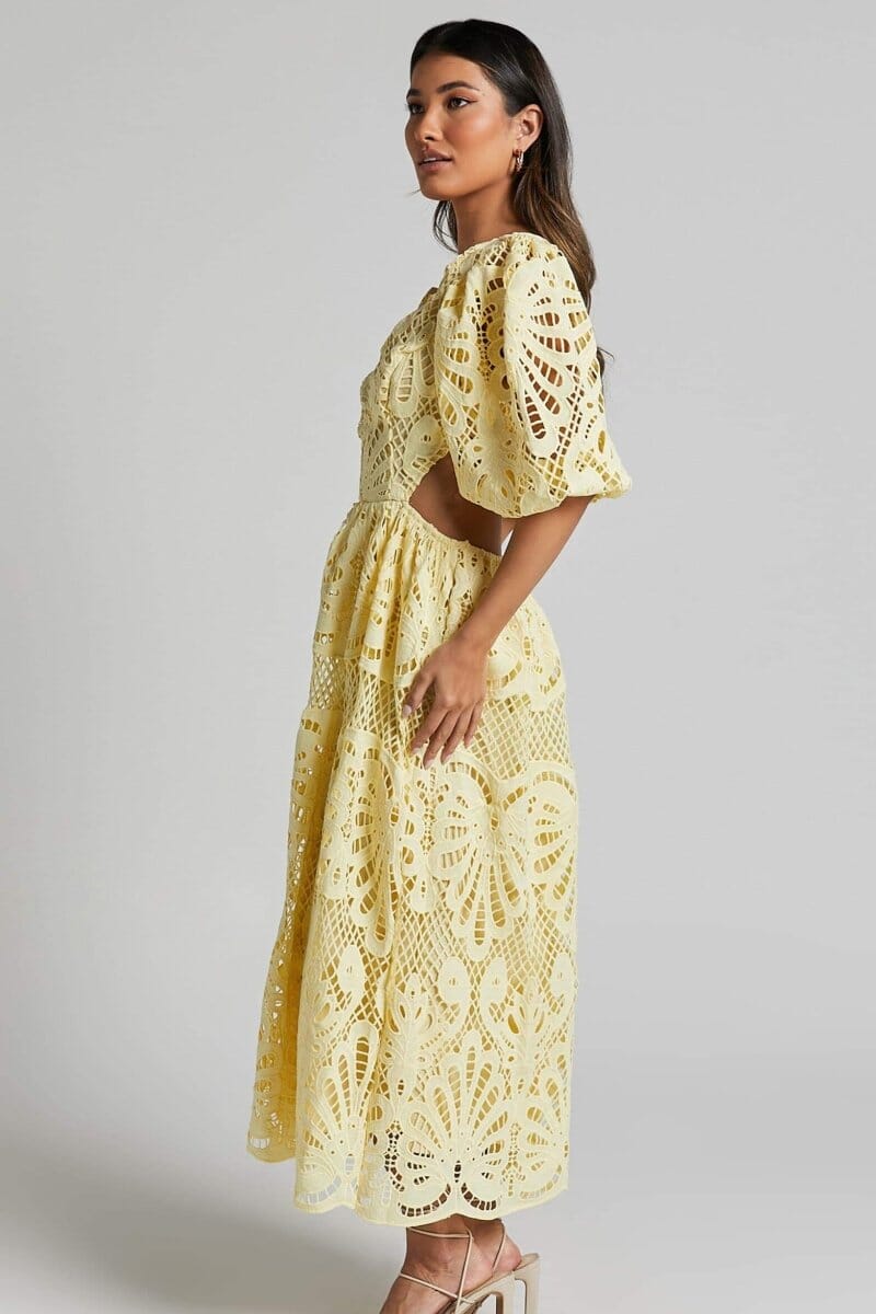 Sandra | Embroidered Lace Midi Dress