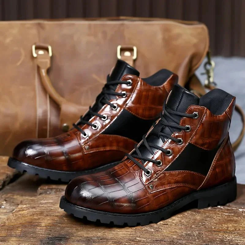 Xavier | Stylish Croco Faux Leather Boots